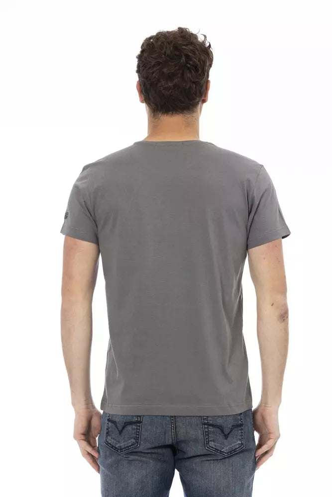 T-shirt gris à manches courtes et col rond Trussardi Action Chic