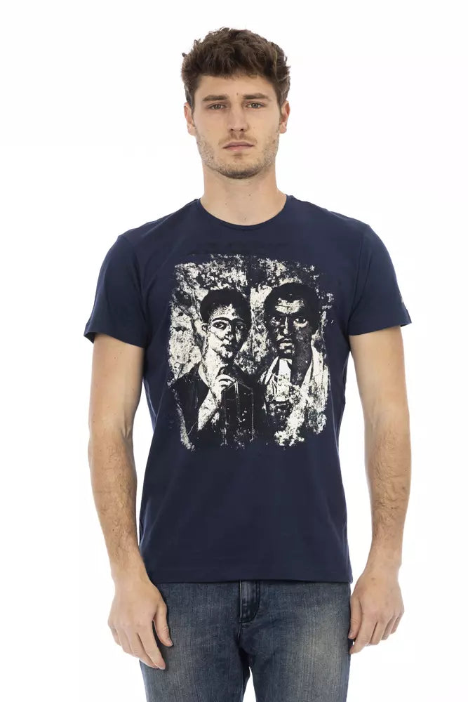 T-shirt bleu imprimé Trussardi Action Chic à manches courtes