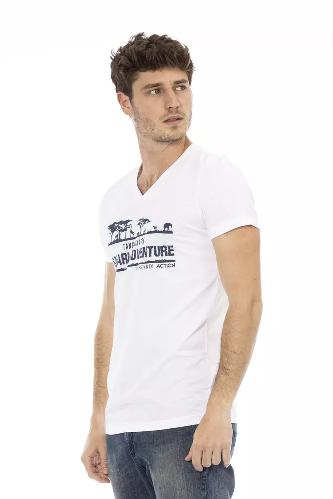 Camiseta Trussardi Action Sophisticated con cuello en V y estampado artístico