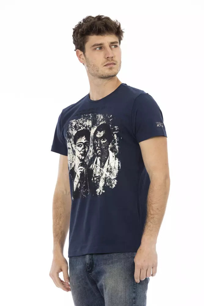 Camiseta estampada azul con mangas cortas Trussardi Action Chic