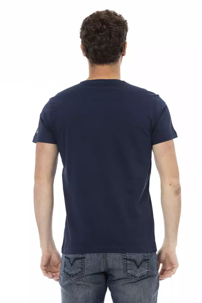 T-shirt bleu imprimé Trussardi Action Chic à manches courtes