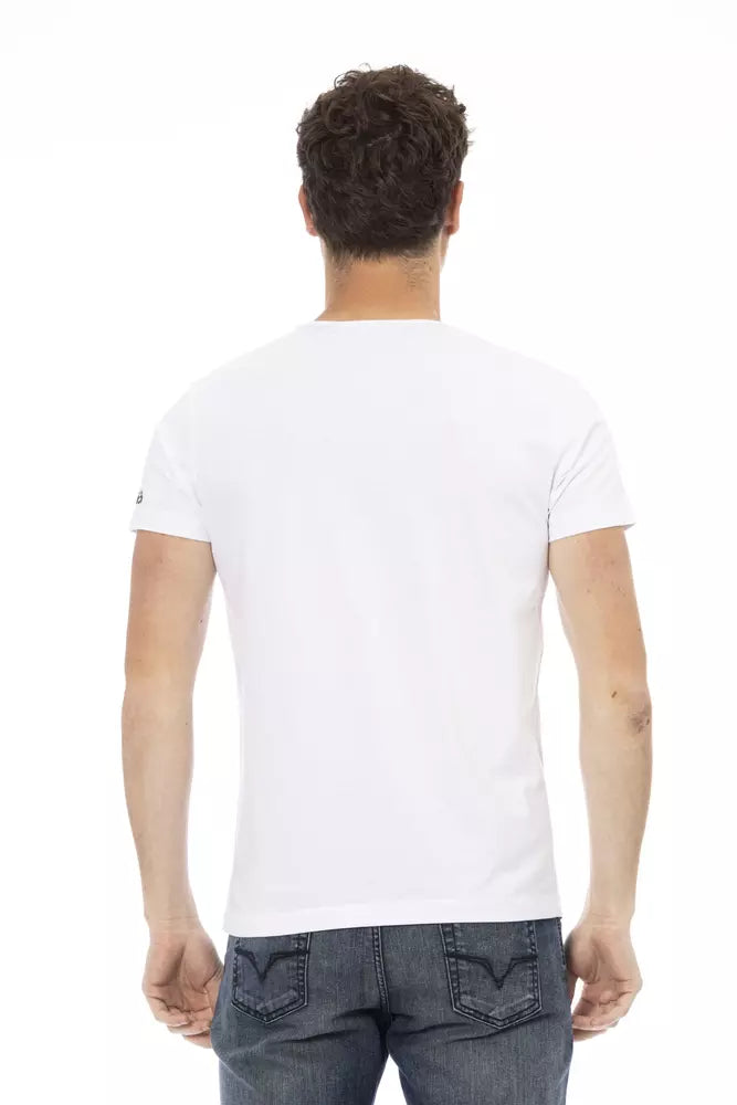 Camiseta elegante de algodón con cuello redondo blanca Trussardi Action