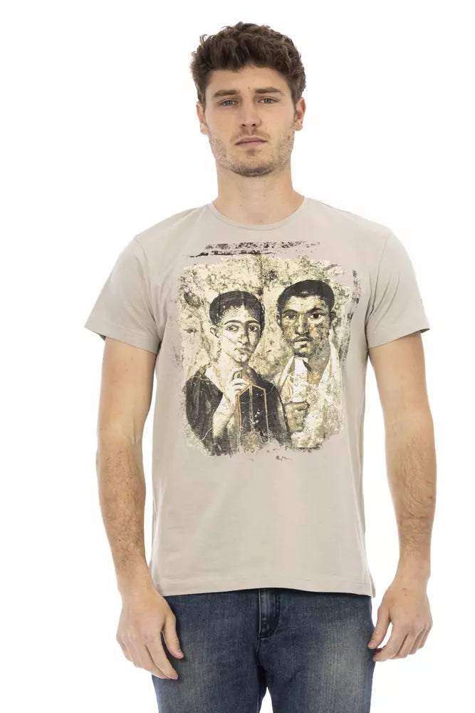 Camiseta de manga corta Trussardi Action beige con estampado frontal