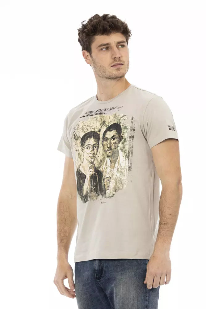 T-shirt beige à manches courtes Trussardi Action avec imprimé sur le devant