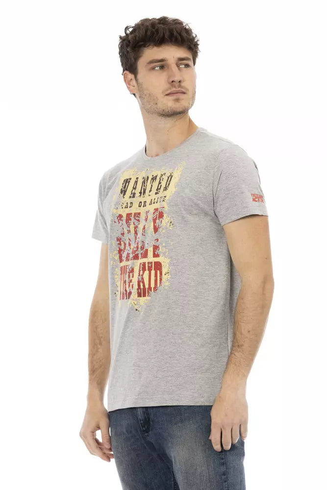 T-shirt Trussardi Action Sleek en coton mélangé gris pour homme