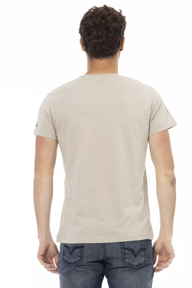 T-shirt beige à manches courtes Trussardi Action avec imprimé sur le devant