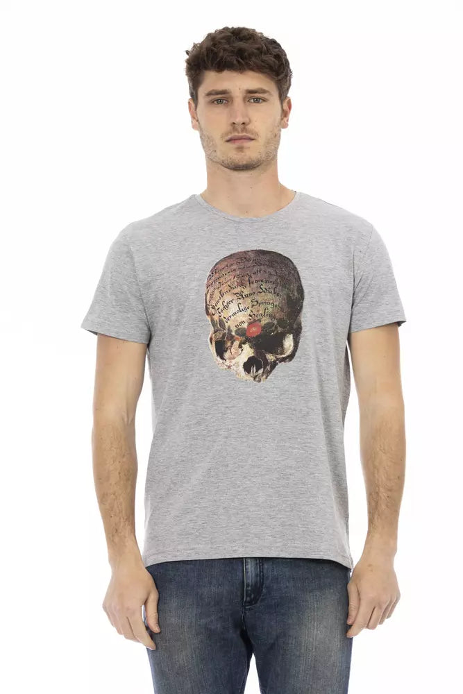 Camiseta de verano gris elegante con estampado frontal Trussardi Action