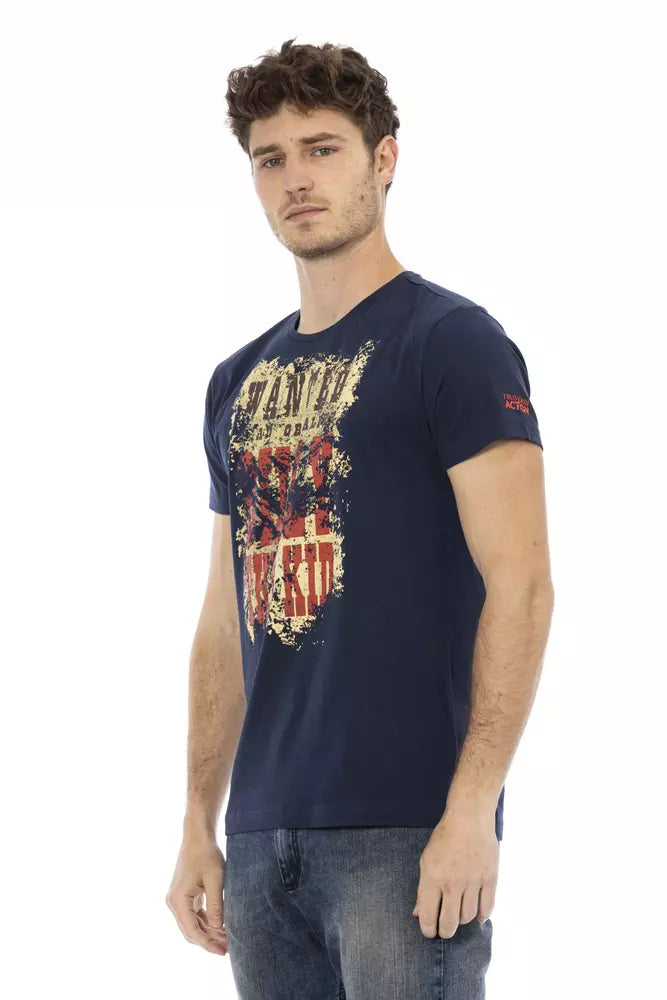 Camiseta de manga corta estampada azul Trussardi Action Chic