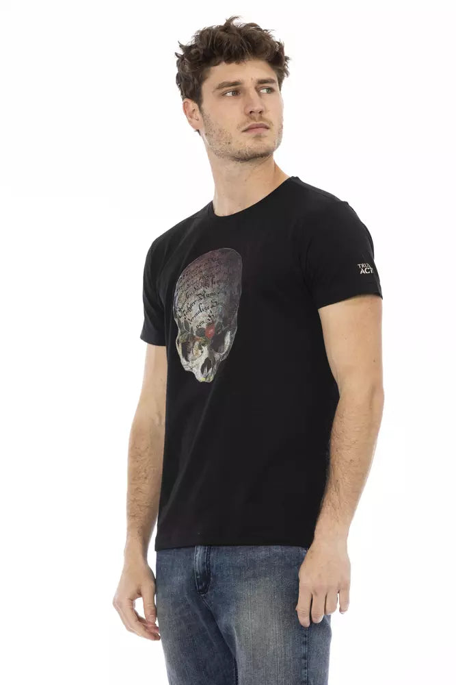 Camiseta negra informal Trussardi Action Elevated: manga corta y cuello redondo