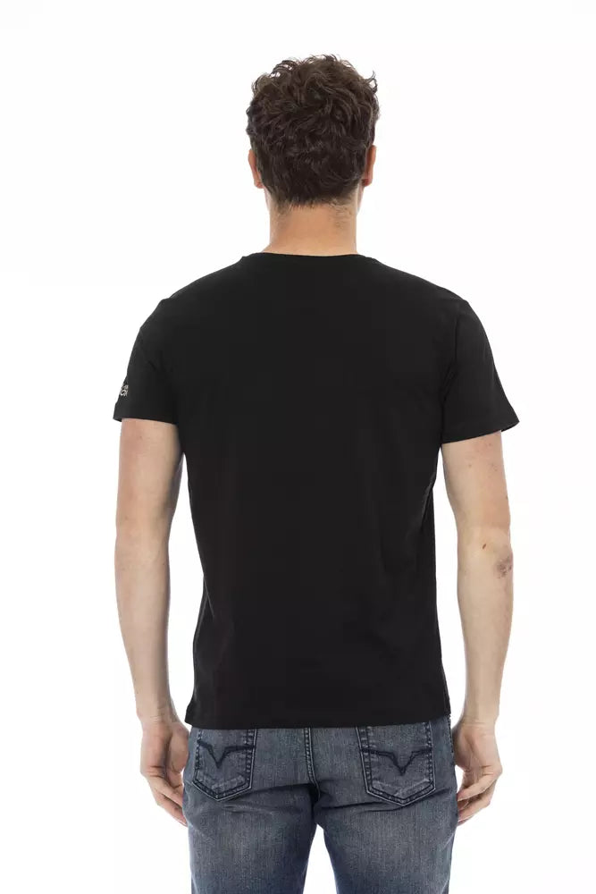 Camiseta negra informal Trussardi Action Elevated: manga corta y cuello redondo