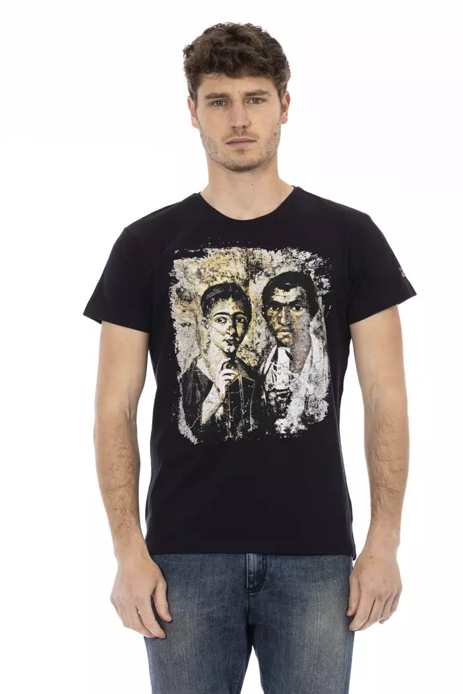 Camiseta Trussardi Action Sleek negra con estampado exclusivo en el frente