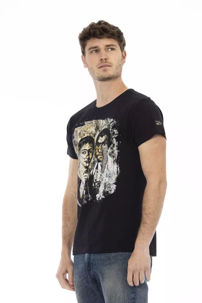 Camiseta Trussardi Action Sleek negra con estampado exclusivo en el frente