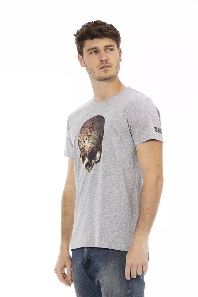 Camiseta de verano gris elegante con estampado frontal Trussardi Action