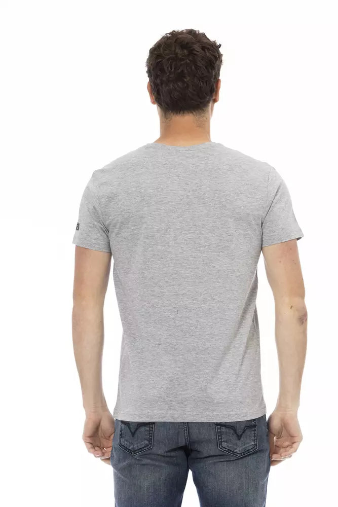 Camiseta de verano gris elegante con estampado frontal Trussardi Action