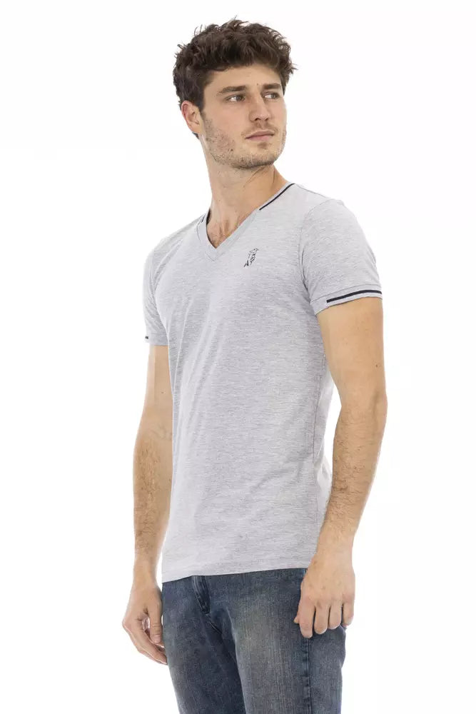 Camiseta clásica de mezcla de algodón con cuello en V Trussardi Action