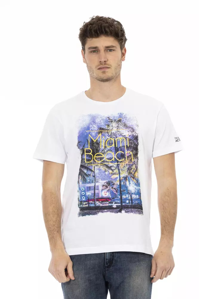 Camiseta elegante de mezcla de algodón blanca Trussardi Action para hombre