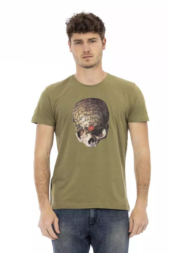 Camiseta verde ajustada con estampado frontal Trussardi Action