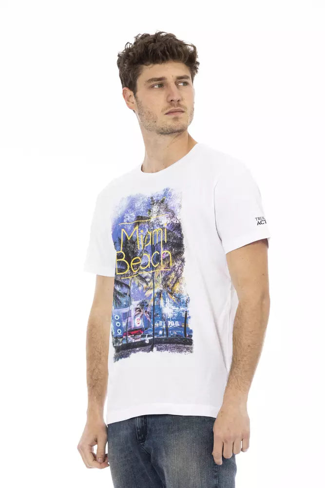 Camiseta elegante de mezcla de algodón blanca Trussardi Action para hombre