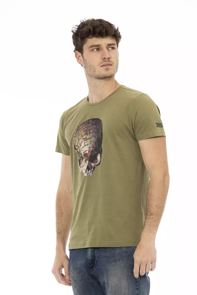 T-shirt Trussardi Action Slim Fit vert avec imprimé sur le devant