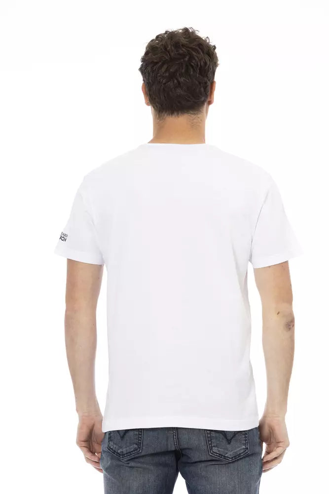 Camiseta elegante de mezcla de algodón blanca Trussardi Action para hombre