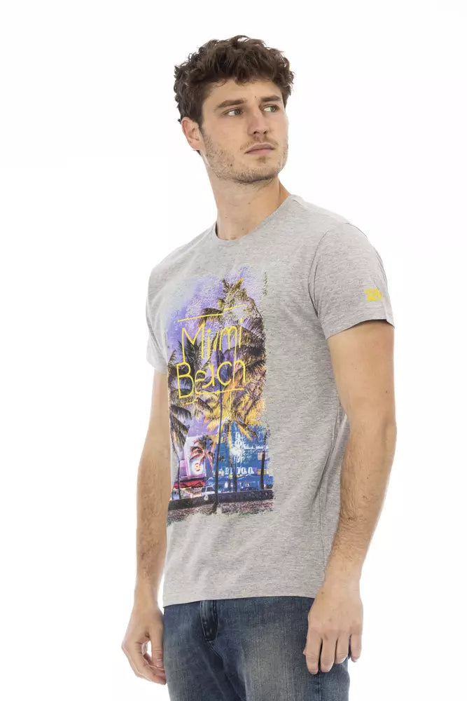 T-shirt gris décontracté Trussardi Action Elevated avec imprimé élégant