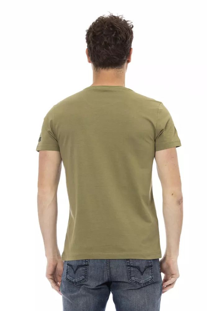 T-shirt Trussardi Action Slim Fit vert avec imprimé sur le devant