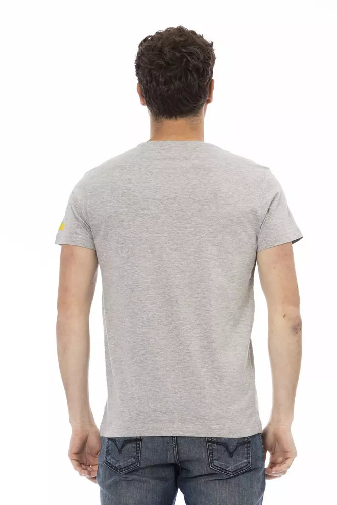 T-shirt gris décontracté Trussardi Action Elevated avec imprimé élégant