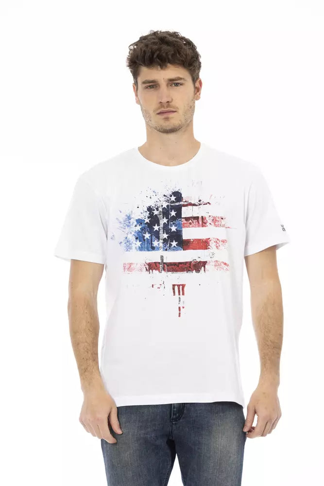 Elegante camiseta blanca con diseño gráfico Action de Trussardi