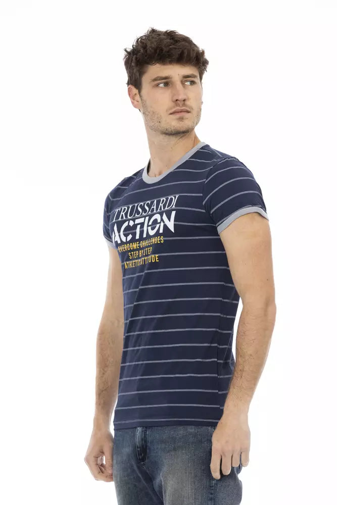 Camiseta informal de mezcla de algodón azul Trussardi Action