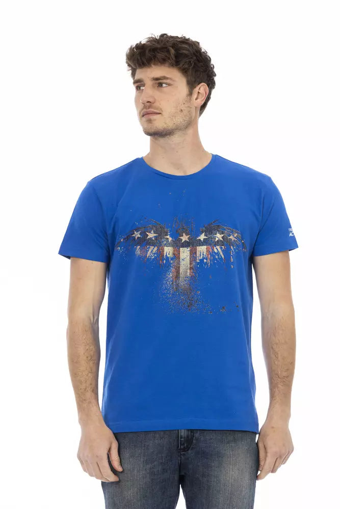 T-shirt bleu à manches courtes Trussardi Action Chic avec imprimé