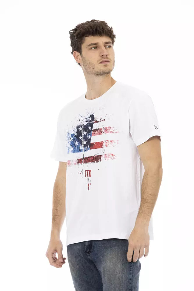 Elegante camiseta blanca con diseño gráfico Action de Trussardi