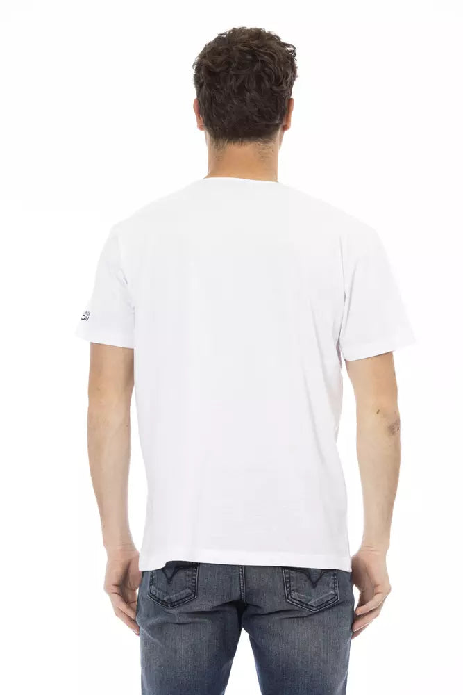 Elegante camiseta blanca con diseño gráfico Action de Trussardi