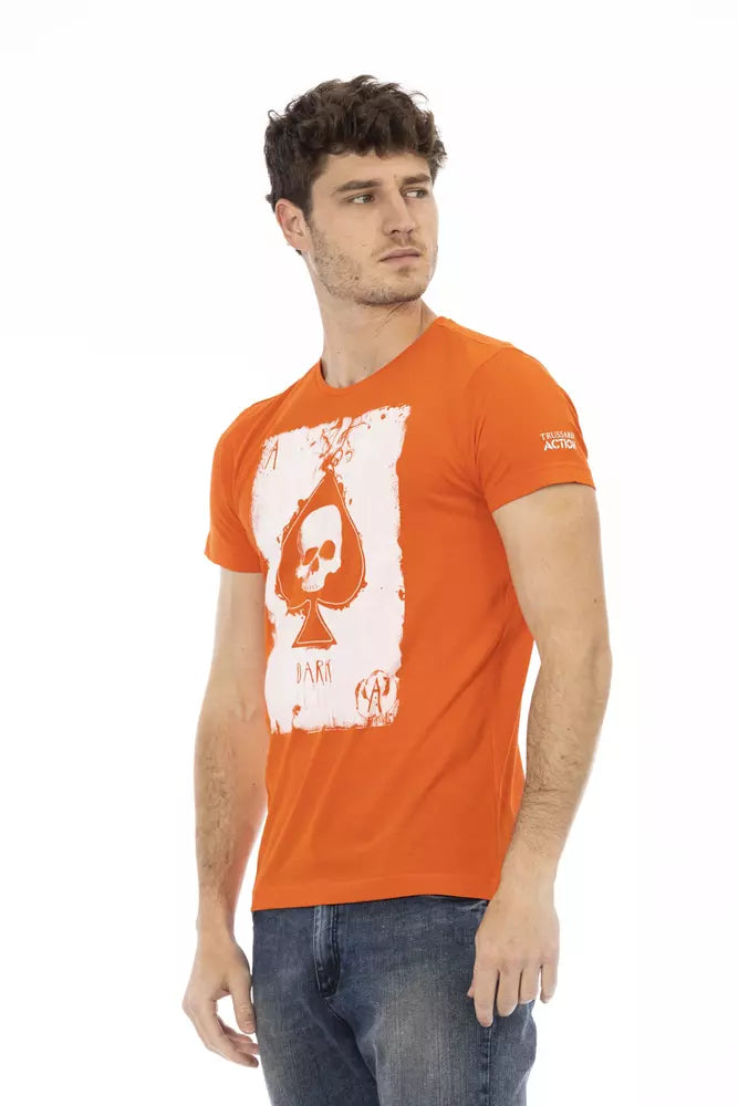 T-shirt à manches courtes en coton orange Trussardi Action Elegant