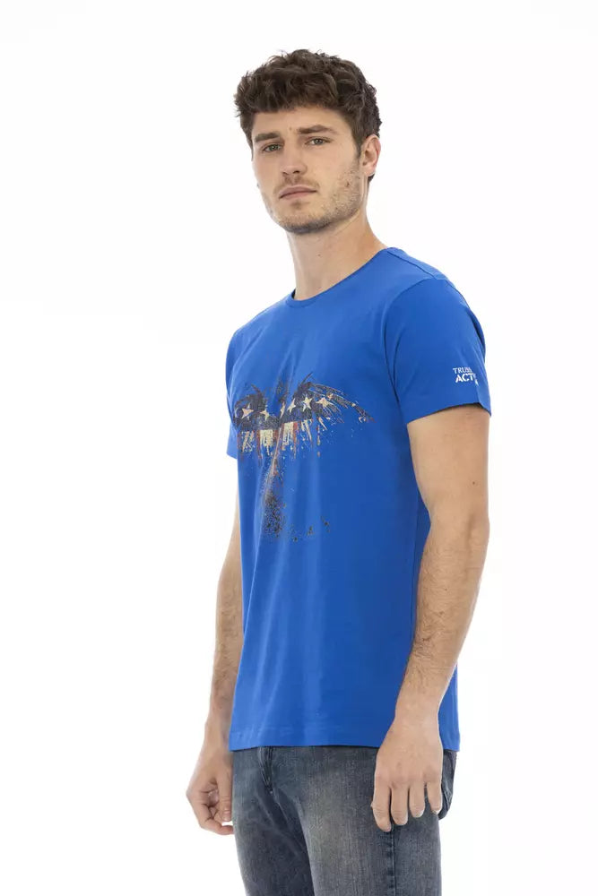 T-shirt bleu à manches courtes Trussardi Action Chic avec imprimé