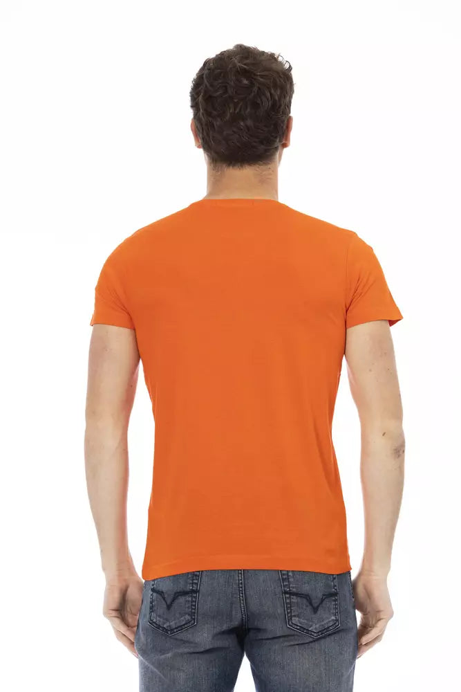 Camiseta elegante de algodón de manga corta color naranja Trussardi Action