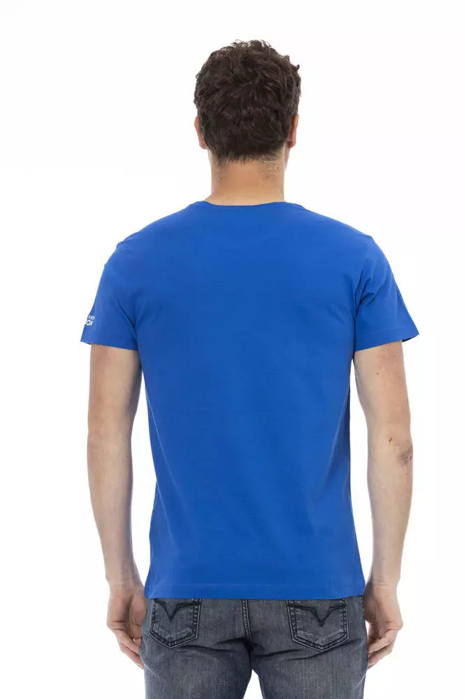 T-shirt bleu à manches courtes Trussardi Action Chic avec imprimé