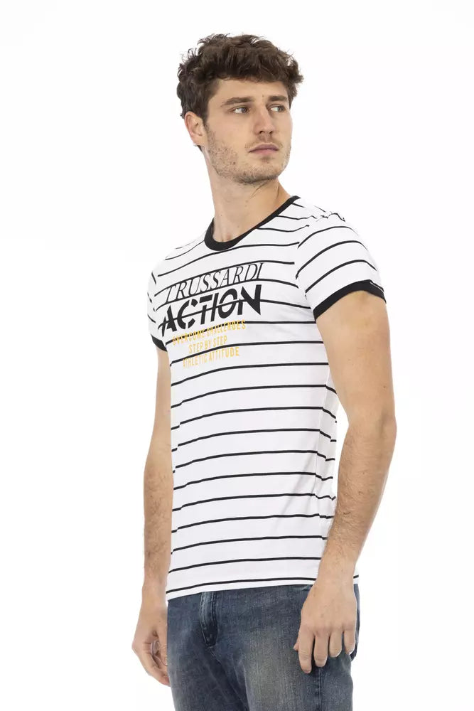 T-shirt Trussardi Action Sleek blanc avec imprimé audacieux