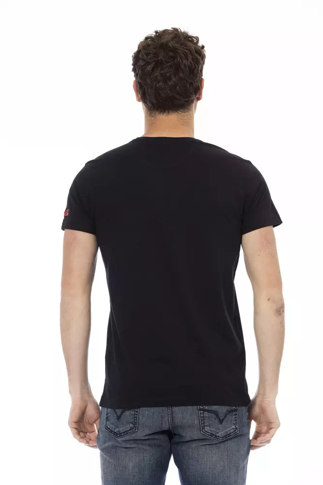 Camiseta elegante de mezcla de algodón negra Trussardi Action