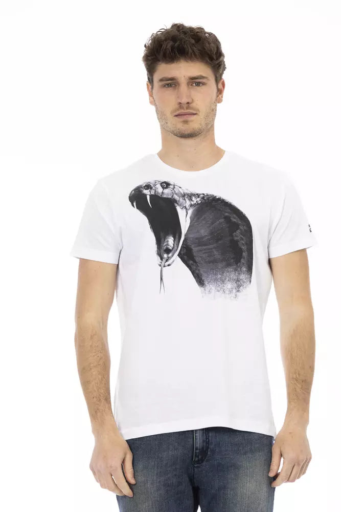 Camiseta elegante de manga corta blanca Trussardi Action para hombre