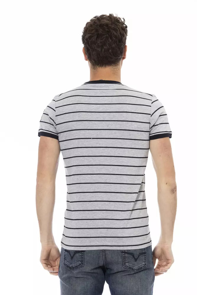 T-shirt gris élégant Trussardi Action avec imprimé chic sur le devant