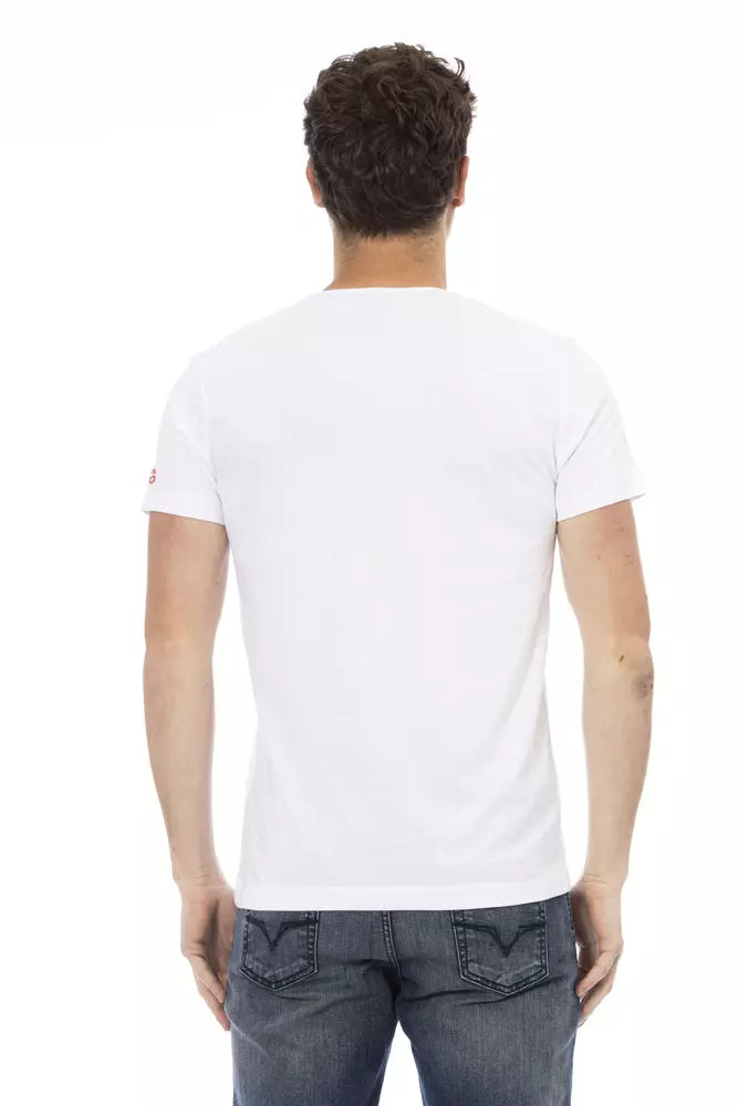 Camiseta elegante de manga corta blanca con estampado frontal Trussardi Action