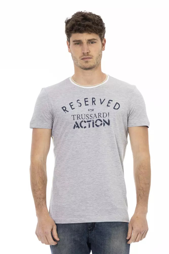 T-shirt décontracté Trussardi Action Chic en coton mélangé gris