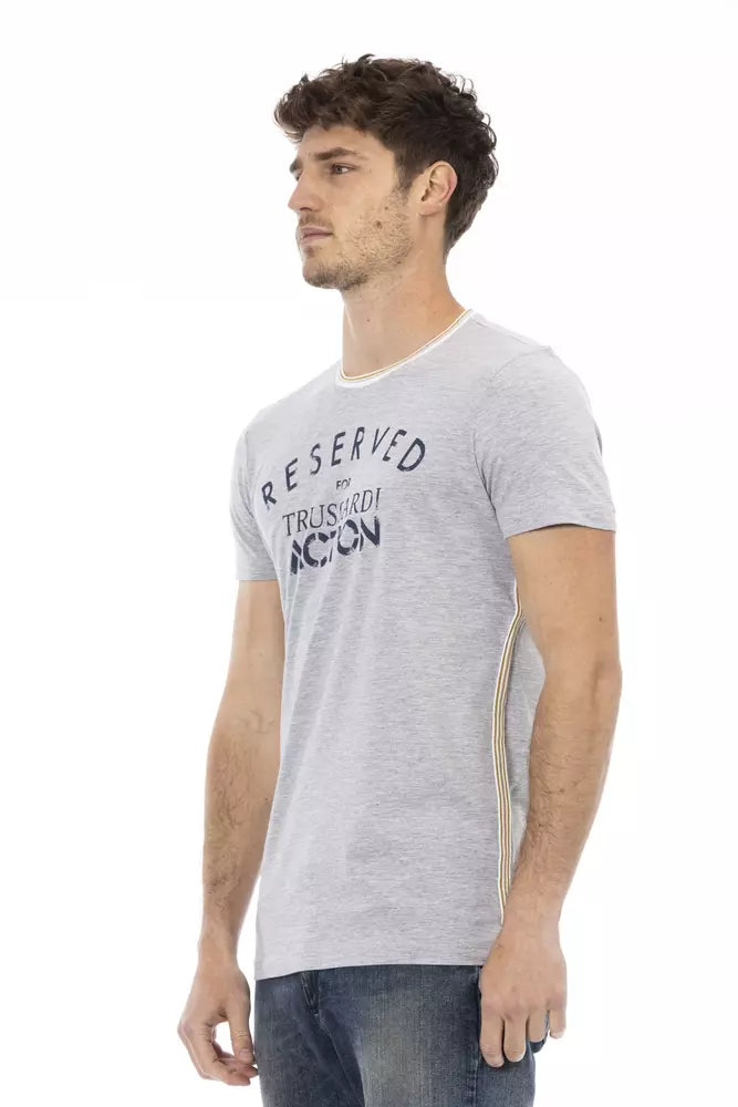 Camiseta informal de mezcla de algodón gris Trussardi Action Chic