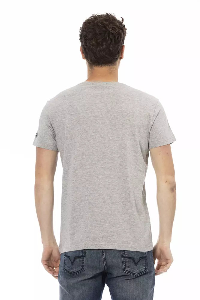 T-shirt gris à manches courtes et col rond Trussardi Action Chic