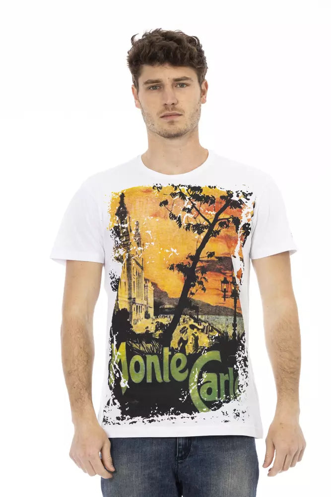 Camiseta blanca informal con estampado gráfico Trussardi Action Elevated