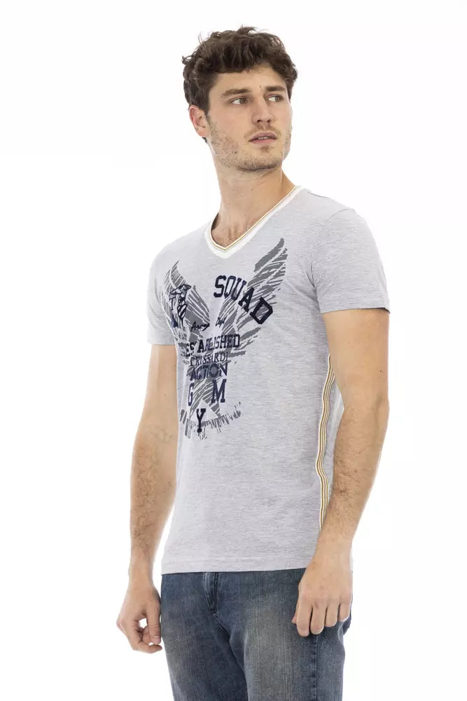 Camiseta elegante con escote en V y estampado elegante en la parte delantera Trussardi Action