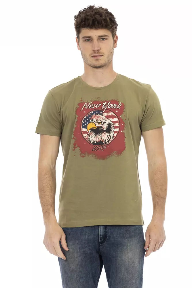 Camiseta estampada de manga corta verde Trussardi Action Chic