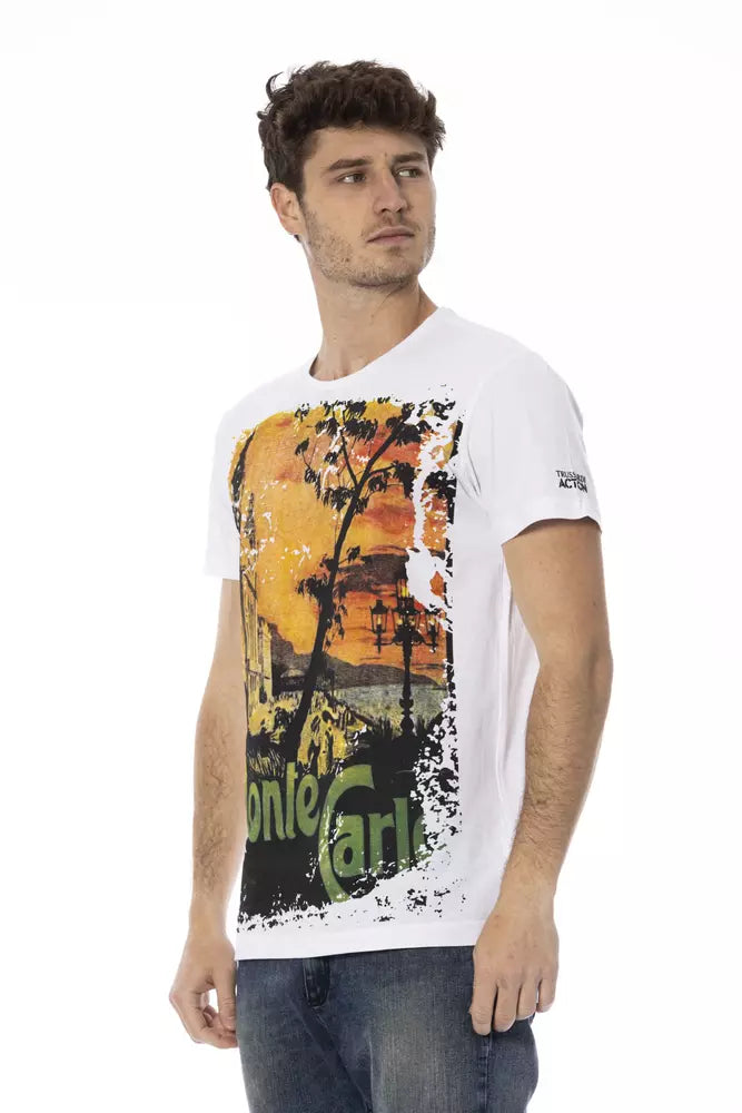 Camiseta blanca informal con estampado gráfico Trussardi Action Elevated