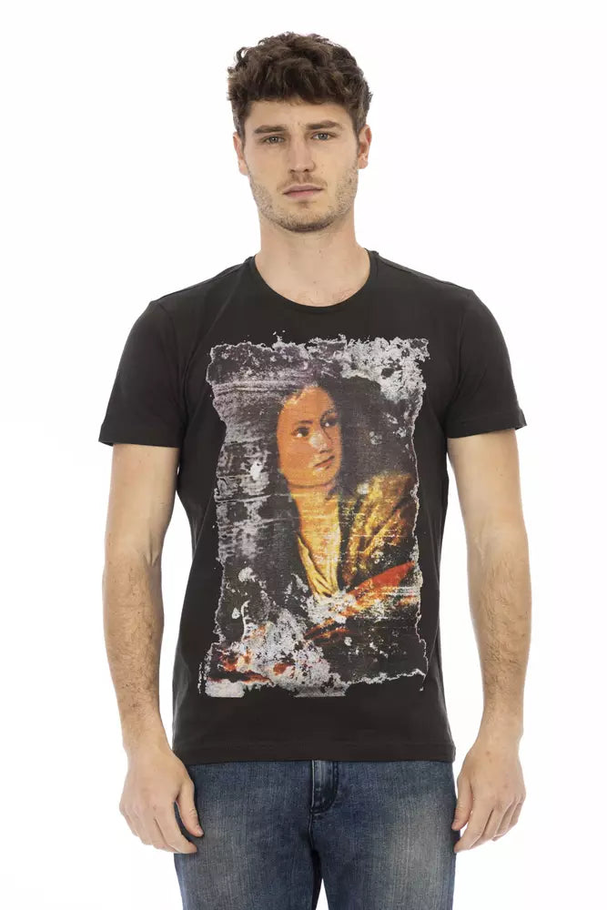 Camiseta con estampado elegante en negro Trussardi Action: la elegancia informal redefinida