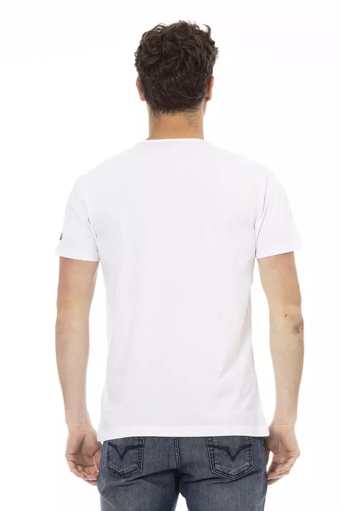 Camiseta blanca informal con estampado gráfico Trussardi Action Elevated